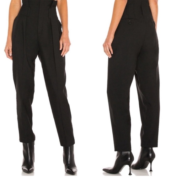Anine Bing wool blend Yves High Waist Pleated Pants Black Size 2 - Picture 4 of 4